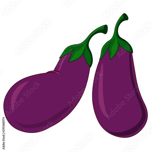 Purple Eggplant Juicy Vegetable - Cartoon Vector Image