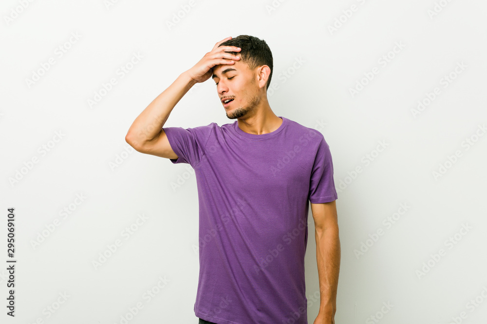 Young hispanic man forgetting something, slapping forehead with palm and closing eyes. Young hispanic man forgetting something, slapping forehead with palm and closing eyes.