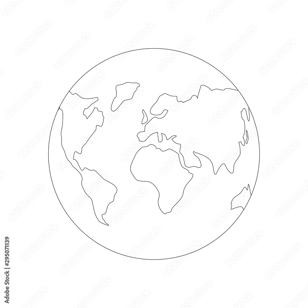 Earth outline icon isolated on the white background