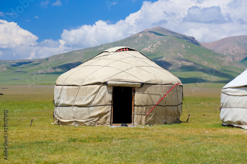 Kyrgyz traditional yurt on a plateau near Song kol in Kyrgyzstan