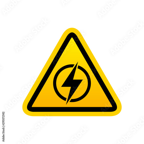Triangular icon of electricity isolated on the white background
