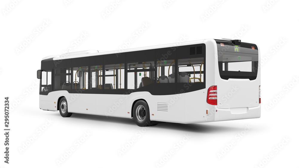 City Bus 3D Rendering Isolated on White Background