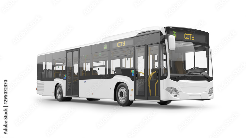 City Bus 3D Rendering Isolated on White Background