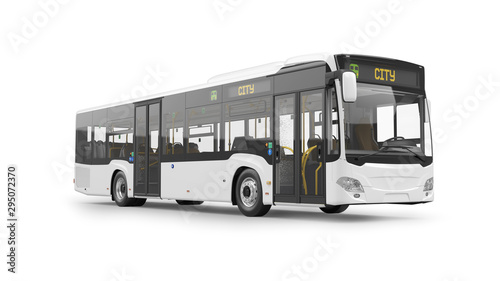 City Bus 3D Rendering Isolated on White Background photo