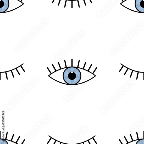 Abstract seamless eyes pattern for girls, boys. Creative vector pattern with psychodelic eyes. Funny eyes pattern for textile and fabric. Fashion sport style. Background for kids open and closed eyes