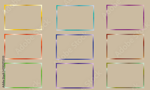 Minimalist square frames 9 pcs. Blanks, isolated vector Illustration