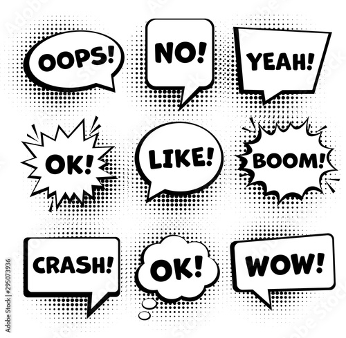 Retro comic speech bubbles set. Empty comic speech bubbles set 9 in 1. Vector icon