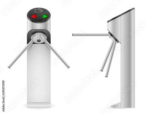 metal turnstile to block the passage without permission or identification vector illustration