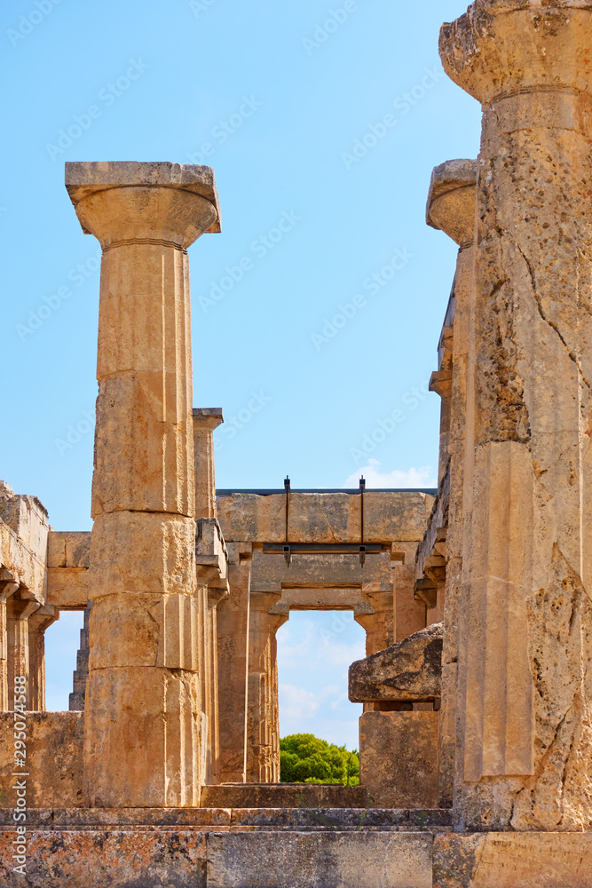 Columns of Temple of Aphaea in Aegina Island