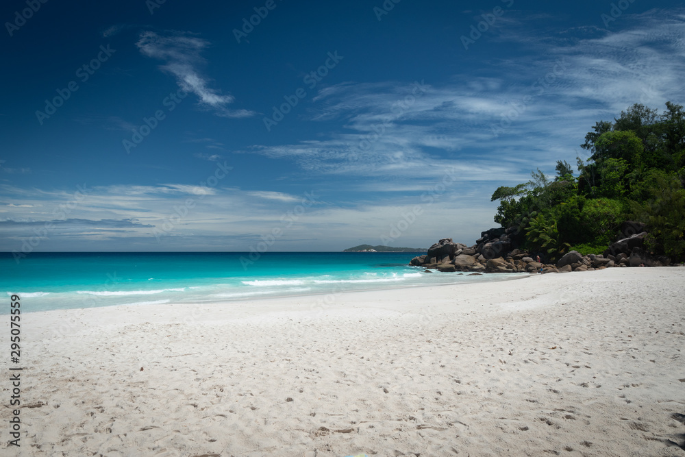 tropical beach on la digue island