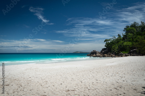 tropical beach on la digue island