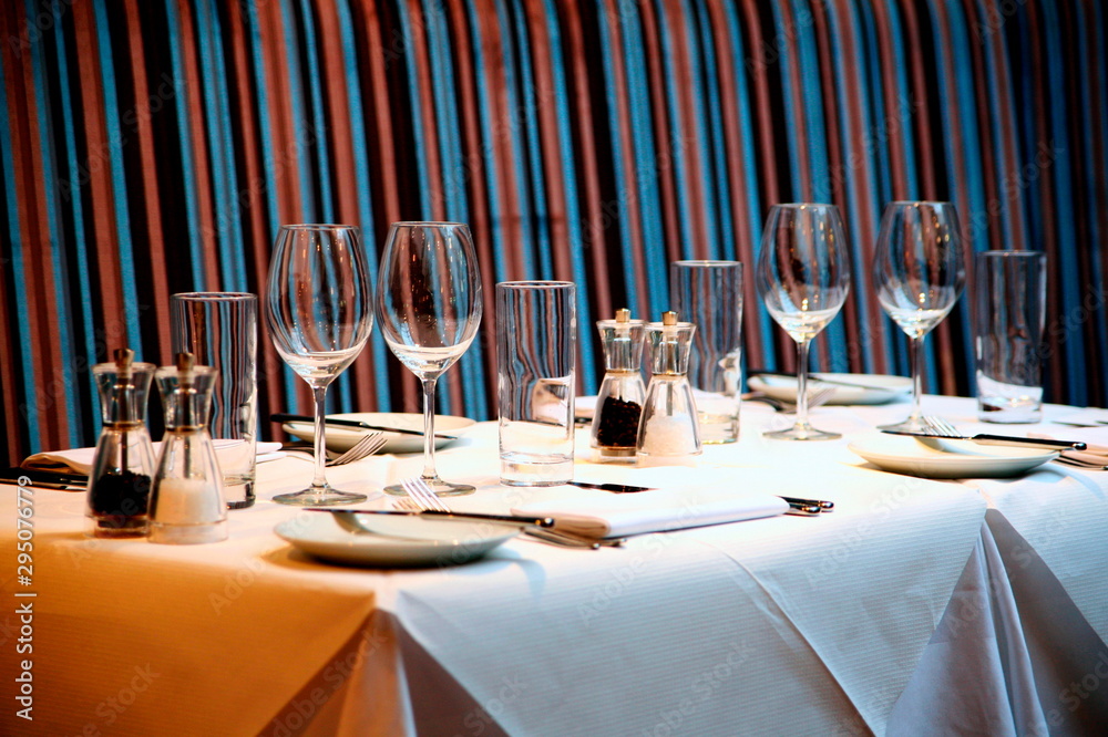 A table setting in a modern restaurant