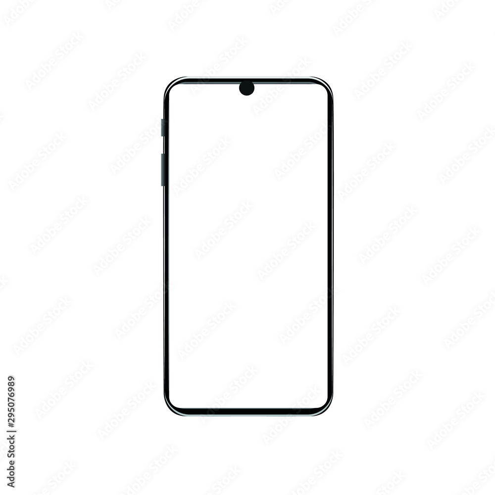 Realistic trendy frameless smartphone. Smartphone mockup with blank white screen. Realistic trendy frameless smartphone. Smartphone mockup with blank white screen.