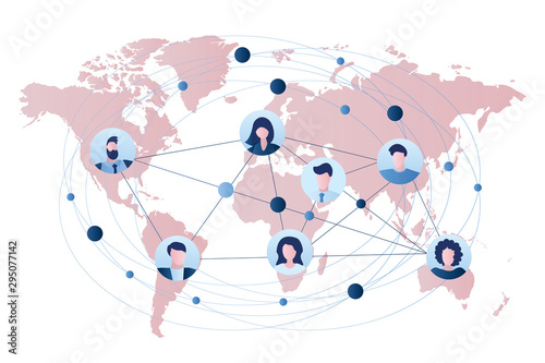 Global business connection or communication between people. Business teamwork concept.
