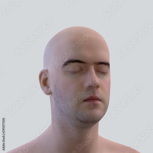 bald man with closed eyes