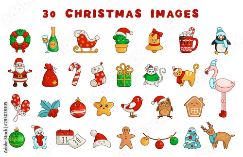 vector kawaii Christmas collection