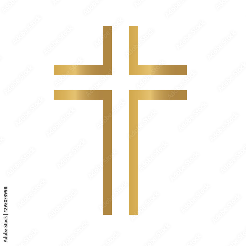 golden christian cross icon- vector illustration