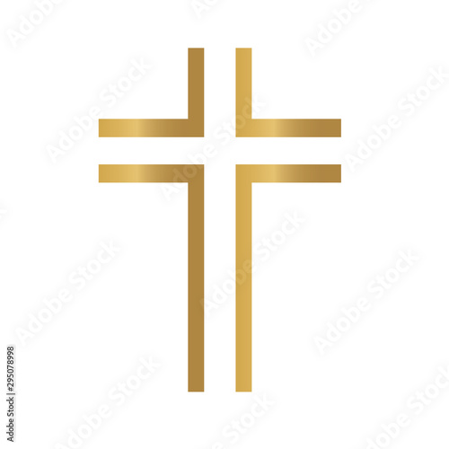 golden christian cross icon- vector illustration