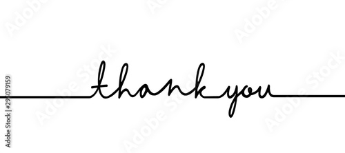 Thank you - continuous one black line with word. Minimalistic drawing of phrase illustration