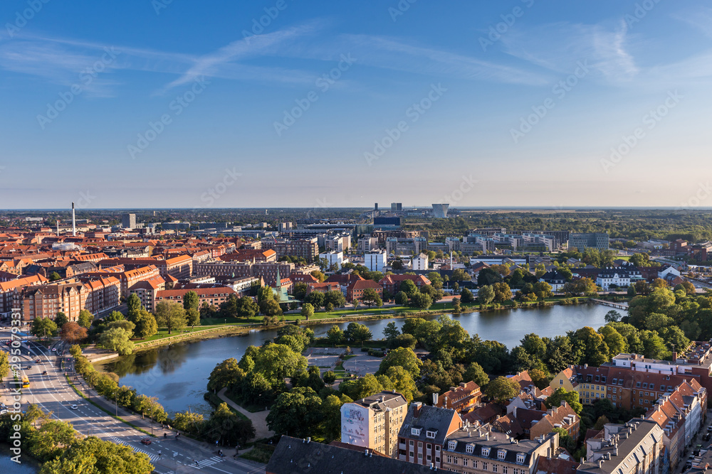 Panorama of Aerial View of Copenhagen in Summer, Denmark, Europe - obrazy, fototapety, plakaty 