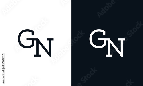 Minimalist line art letter GN logo. This logo icon incorporate with two letter in the creative way. photo