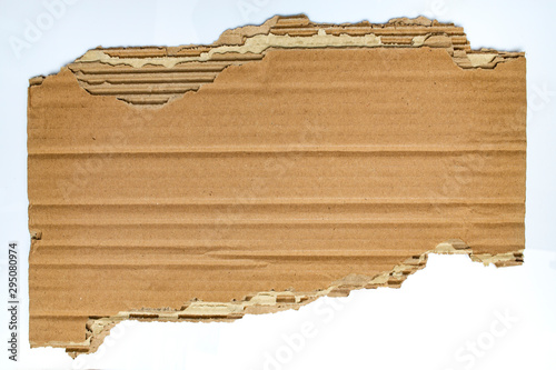 Fotografie Crumpled brown Paper Box texture on white background, Close up shot