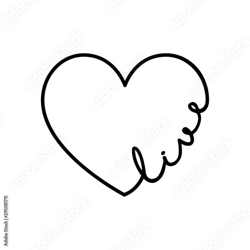 Live - calligraphy word with hand drawn heart. Lettering symbol illustration for t-shirt, poster, wedding, greeting card