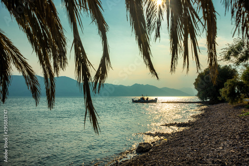 Idyllic Tavern at sunset near the City of METHANA  Greece