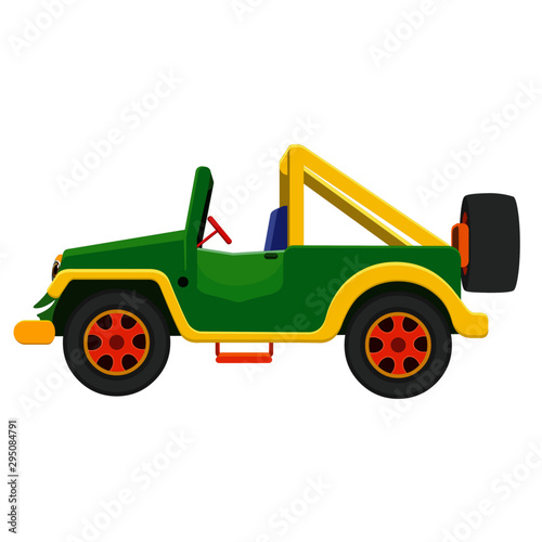 Vehicle Jeep Side - Cartoon Vector Image