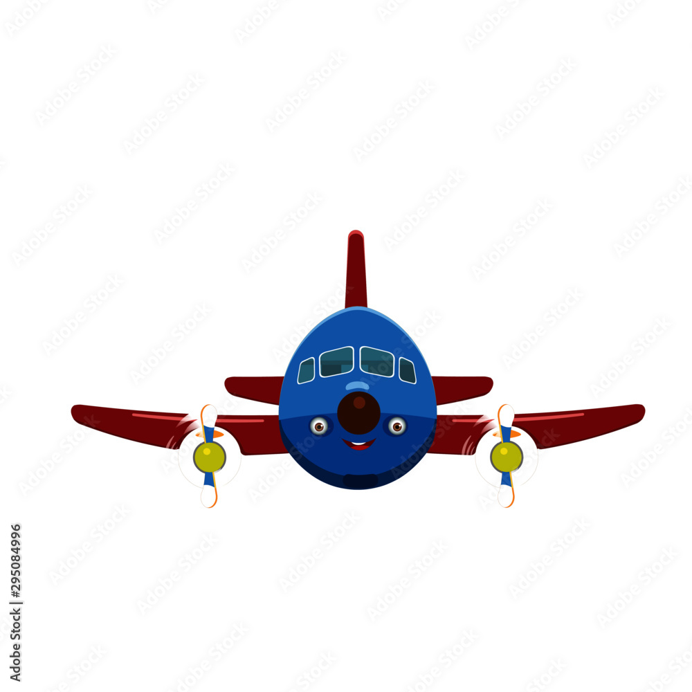 Airplane Front View with Expression - Cartoon Vector Image Stock Vector ...