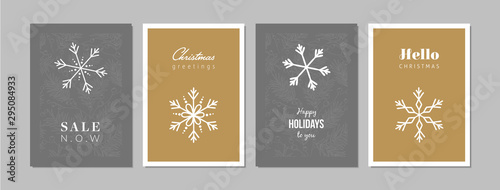 Merry Christmas cards set with hand drawn elements. Doodles and sketches vector Christmas illustrations, DIN A6.