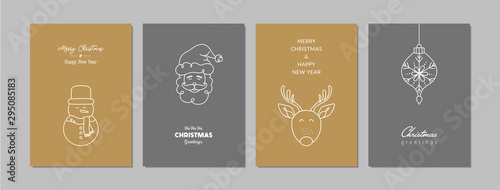 Merry Christmas cards set with hand drawn elements. Doodles and sketches vector Christmas illustrations, DIN A6.