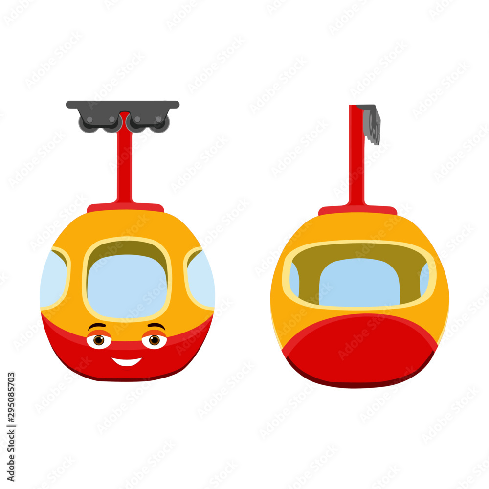 Cable Car Front and Back with Expressions - Cartoon Vector Image Stock  Vector | Adobe Stock