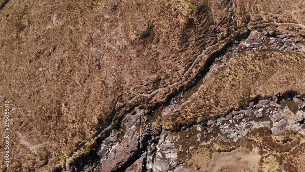 Bird's Eye View, Following Rocky Mountain Stream, Downstream Sligachan Valley Cuillin Hills, Isle Of Skye, Aerial, Spring 4K Bird's Eye View, Following Rocky Mountain Stream, Downstream Sligachan Valley Cuillin Hills, Isle Of Skye, Aerial, Spring 4K