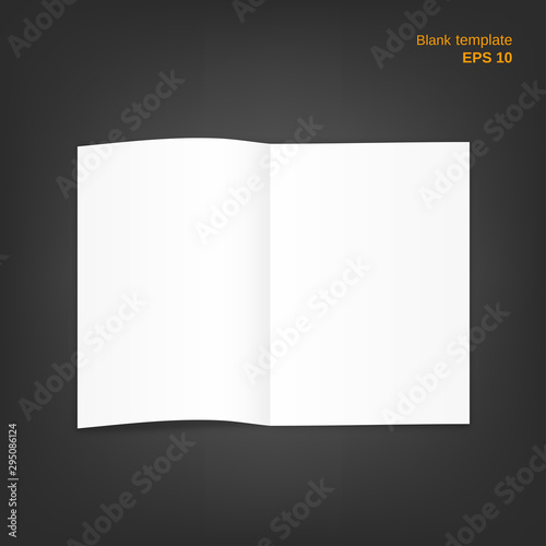 Vector illustration of half-fold blank paper sheet. It also can be used as an open magazine double page spread for mockup or template for your own projects. EPS 10 file.