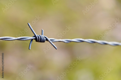 Barbed wire close up with copy space