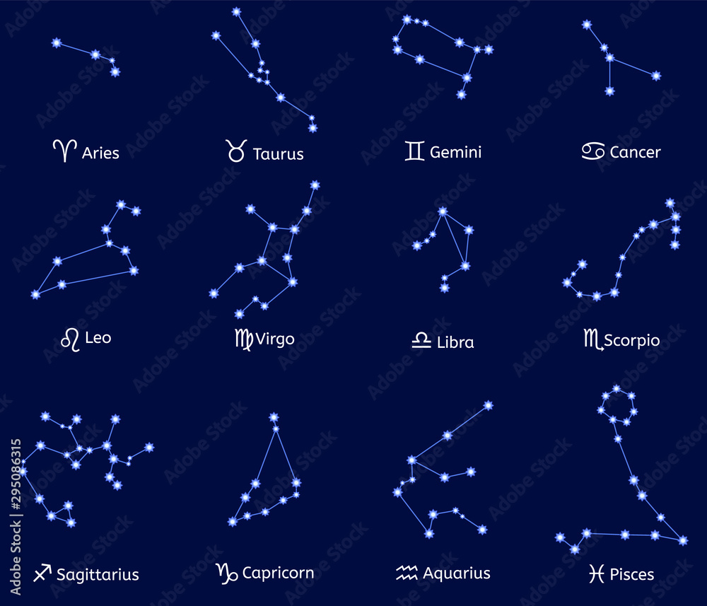 Sky constellation icons set. Cartoon set of sky constellation vector icons for web design Sky constellation icons set. Cartoon set of sky constellation vector icons for web design