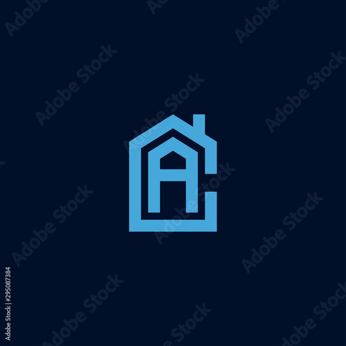 Initial letter CA AC house abstract logo icon design  minimalist monogram property real estate symbol concept  vector