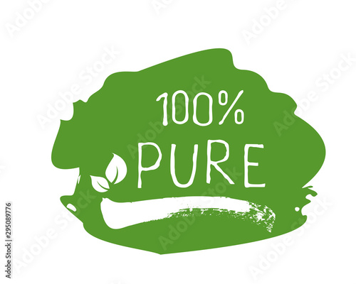 100 Pure label and high quality product badges. Bio healthy Eco food organic, bio and natural product icon. Emblems for cafe, packaging etc. Vector