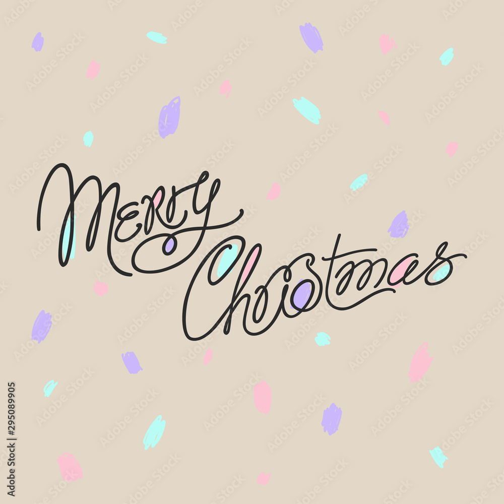 Merry Christmas - a cute inscription made by hand in monoline with color stroke