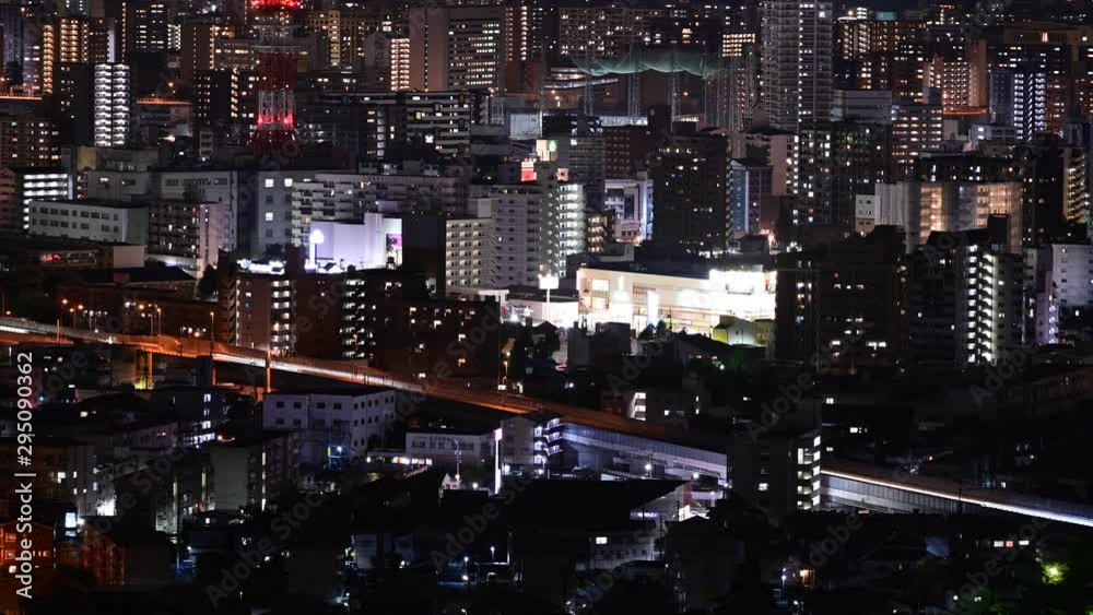 地方都市　小倉中心街の夜景４Kタイムラプス