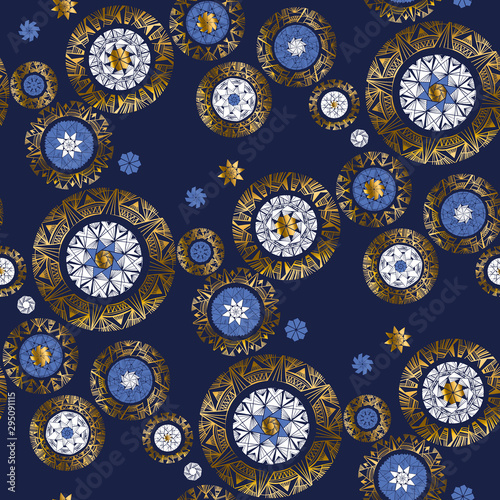 Gear movement idea snowflakes seamless pattern