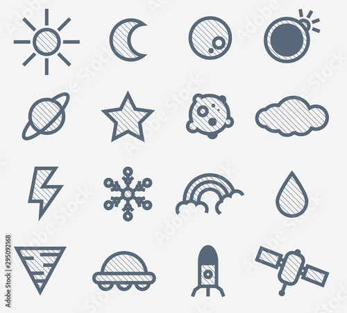 Element Of Nature Minimalist Above The Sky Icon Set - Vector