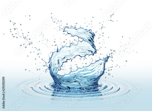 water splash and twisted shape isolated on white background, 3d rendering.