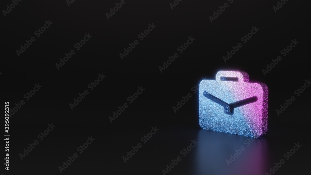 science glitter symbol of briefcase icon 3D rendering science glitter symbol of briefcase icon 3D rendering