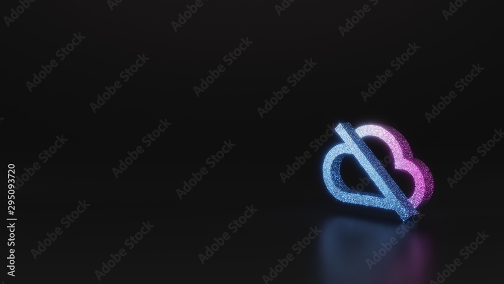 science glitter symbol of disable cloud icon 3D rendering