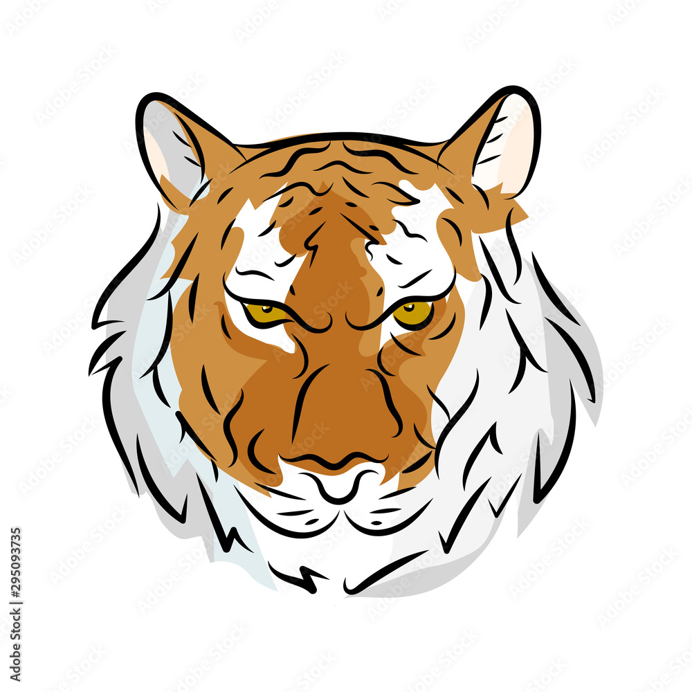 Fototapeta premium Tiger face hand drawn. Vector illustration.