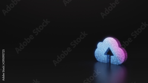 science glitter symbol of upload to cloud icon 3D rendering photo