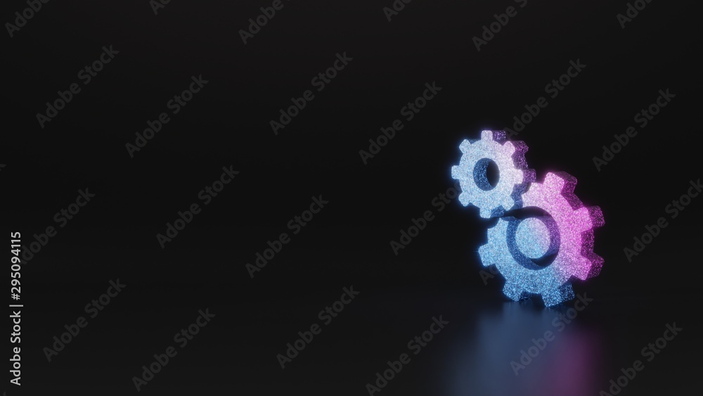 science glitter symbol of cogwheel icon 3D rendering science glitter symbol of cogwheel icon 3D rendering