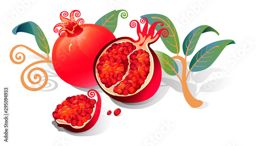 Pomegranate. The stylized image. Vector graphics